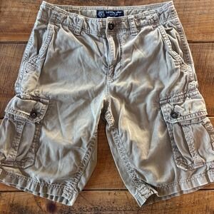 American Eagle Outfitters Mens Longer Length Y2K Cargo Khaki Shorts Size 30